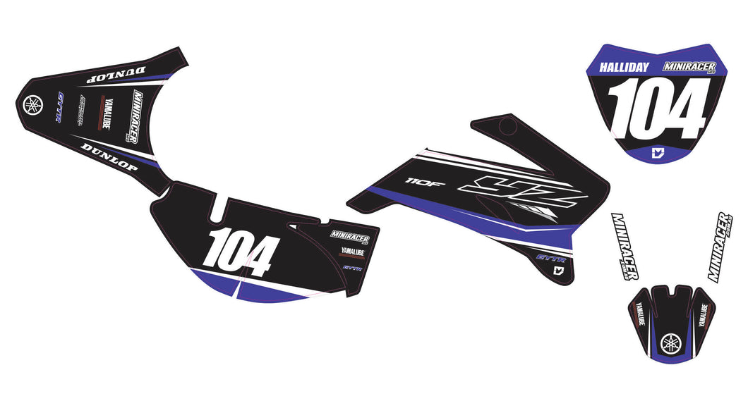 MiniRacer 'YZ110F' TTR110 Graphics Kit - Black/Blue